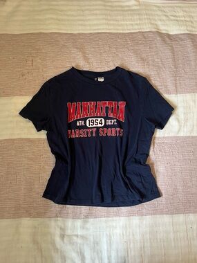 H&M Manhattan Varsity Sports Cotton Baby-Tee Navy Blue